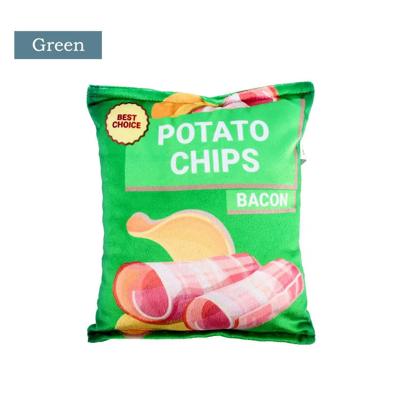 Funny Dog Toys - Crisps Plush Filled Squeaky Chew Toy, Bite-resistant with Sounding Paper for Small & Medium Pets - Image 2